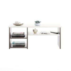 Larisa Engineered Wood Living Room Office Space Wooden Rectangular Shape Coffee Table/Nesting Table/Side Table/Centre Table with Storage Wenge & White