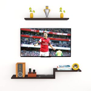 Boris Wall Mount TV Entertainment Unit/with Set Top Box Stand with Wall Shelf Display Rack for Living Room Wenge (Ideal for up to 40") Screen