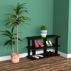 Donato Engineered Wood 3 Tier Shoe Rack Organizer Black Finish