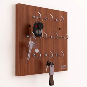 Wall Mounted Home Décor Key Chain Holder/Organizer Key Hooks Classic Walnut (10 Hooks)- Vigo