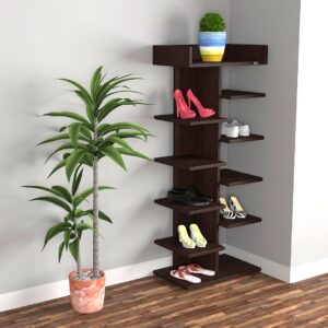 Felix Engineered Wood Shoe Rack Organizer for 8 Pairs of Shoes/Sleepers/Sandals- Flowery Wenge Finish