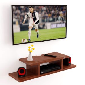 Wall Mount TV Entertainment Unit with Set Top Box Stand, Ideal for Living Room and Office Walls Classic Walnut- Lewis (Ideal for 24" to 32")