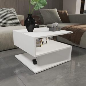 SEONN Engineered Wood Living Room Office Space Wooden Rectangular Shape Coffee Table/Nesting Table/Side Table/Centre Table with Storage Off White
