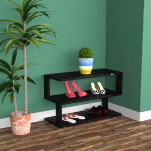 Tomas Engineered Wood 3 Tier Shoe Rack Organizer Black Finish