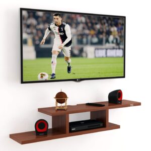 Wall Mount TV Entertainment Unit/with Set Top Box Stand Classic Walnut (Ideal for 24" to 32") Screen- Christiano