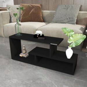 ZANNIS Engineered Wood Living Room Office Space Wooden Rectangular Shape Coffee Table/Nesting Table/Side Table/Centre Table with Storage Black