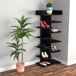 Felix Engineered Wood Shoe Rack Organizer for 8 Pairs of Shoes/Sleepers/Sandals- Black Finish