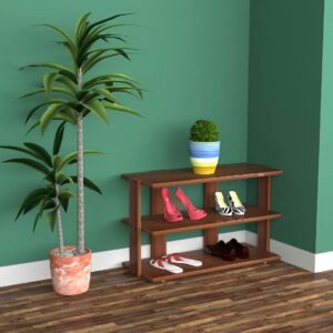 Donato Engineered Wood 3 Tier Shoe Rack Organizer Classic Walnut Finish