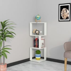 Floor Standing 2 Layer Corner Shelf/Display Rack Frosty White - Romana