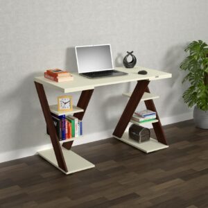 Yana Engineered Wood Study & Computer Table and Office Desk (Colur Classic Walnut & Frosty White Finish)