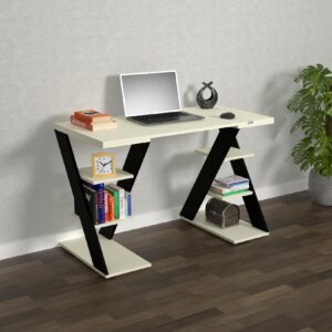 Yana Engineered Wood Study & Computer Table and Office Desk (Colur Black & Frosty White Finish)
