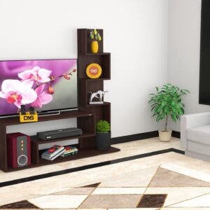 Bravo Floor Standing Engineered Wood Tv Entertainment Unit Display Shelf for Living Room Flowery Wenge- Ideal for Upto 43" Screen