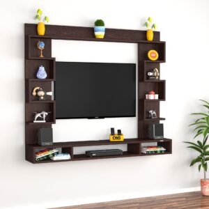 Heller Engineered Wood Wall Mount TV Entertainment Unit/Tv Rack Set to Box Stand with Wall Shelves for Living Room Flowery Wenge (Ideal for up to 43") Screen