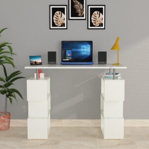 Harvel Engineered Wood Table, Computer, Laptop, Office Desk Study & Computer Table and Office Desk (Colur Frosty White Finish)