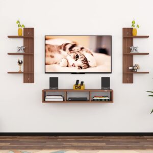 Harries TV Entertainment Unit Stand Set TOP Box Stand with Shelves and Display Rack Classic Walnut Small- Ideal for UP to 32 INCH Screen