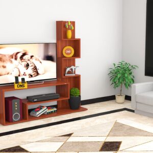 Bravo Floor Standing Engineered Wood Tv Entertainment Unit Display Shelf for Living Room Classic Walnut- Ideal for Upto 43" Screen