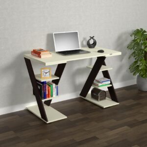 Yana Engineered Wood Study & Computer Table and Office Desk (Colur Flowery Wenge & Frosty White Finish)