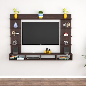 Merrill Engineered Wood Wall Mount TV Entertainment Unit/Tv Rack Set to Box Stand with Wall Shelves for Living Room Flowery Wenge (Ideal for up to 43") Screen