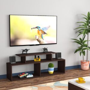 Vidal Engineered Wood Free Standing TV Unit Stand Flowery Wenge Finish- for Up to 55" Screen