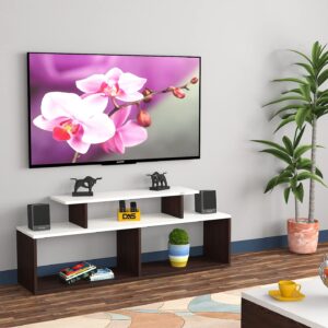 Vidal Engineered Wood Free Standing TV Unit Stand Flowery Wenge & Frosty White Finish- for Up to 55" Screen