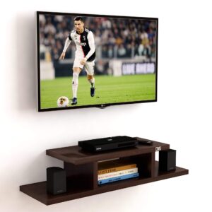 Wall Mount TV Entertainment Unit with Set Top Box Stand Wenge Ideal for Living Room and Office Wall (Ideal for 24" to 32") Screen - Lewis