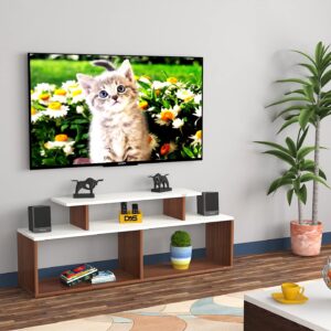 Vidal Engineered Wood Free Standing TV Unit Stand Classic Walnut & Frosty White Finish- for Up to 55" Screen