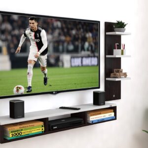 Wall Mount TV Entertainment Unit/with Set Top Box Stand and 3 Wall Shelves Display Rack Wenge & White (Ideal for up to 48") Screen- Bolivar
