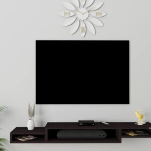 Laurente High Strength & Durable Wall Mount Engineered Wood TV Entertainment Unit Stand Set Top Box Stand for Living Room Flowery Wenge (Ideal for up to 60") Screen