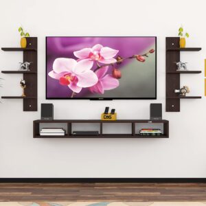 Harries TV Entertainment Unit/Set TOP Box Stand with Wall Shelves and Display Rack Flowery WENGE Large- Ideal for UP to 55 INCH Screen (Medium)