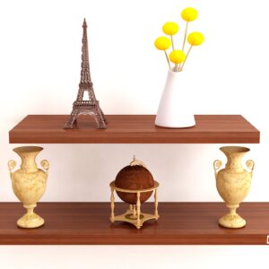 Contemporary Style Wall Mounted Engineered Wood Wall Décorative Shelf/Shelves Display Rack for Living Room Classic Walnut (Set of 2)- Zaina