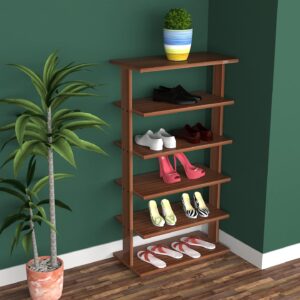 Néstor Engineered Wood 6 Tier Shoe Rack Organizer Classic Walnut Finish
