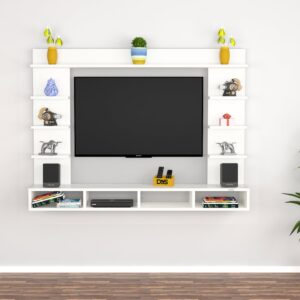 Merrill Engineered Wood Wall Mount TV Entertainment Unit/Tv Rack Set to Box Stand with Wall Shelves for Living Room Frosty White (Ideal for up to 43") Screen