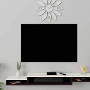 Laurente Max Wall Mount Engineered Wood TV Entertainment Unit Stand Set Top Box Stand for Living Room Flowery Wenge & Frosty White Large (Ideal for up to 65") Screen