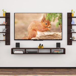 Harries TV Entertainment Unit/Set TOP Box Stand with Wall Shelves and Display Rack Flowery WENGE Large- Ideal for UP to 55 INCH Screen