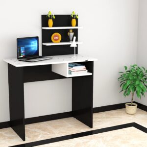 Felip Engineered Wood Study & Computer Table with Storage Drawer Desk for Office, Home, Study Room (Black & Frosty White Finish)