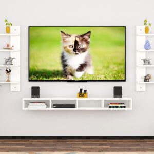 Harries TV Entertainment Unit Stand Set TOP Box Stand with Shelves and Display Rack Frosty White Large- Ideal for UP to 55 INCH Screen