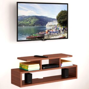 Engineered Wood Wall Mount Tv Entertainment Unit/with Set Top Box Stand for Living Room and Office Walls Classic Walnut (Ideal for Up to 42") Screen- Mateo