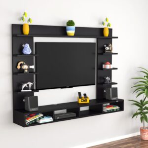 Merrill Engineered Wood Wall Mount TV Entertainment Unit/Tv Rack Set to Box Stand with Wall Shelves for Living Room Black (Ideal for up to 43") Screen