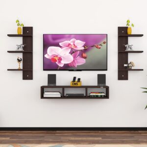 Harries TV Entertainment Unit/Set TOP Box Stand with Wall Shelves and Display Rack Flowery WENGE Large- Ideal for UP to 32 INCH Screen (Small)
