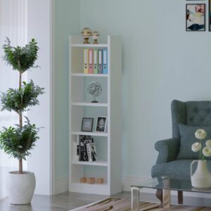 Colton Bookshelf Cabinet Book Rack Organizer with Shelves for Home Library Finish Color - White
