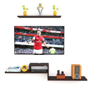 Ambros Wall Mount TV Entertainment Unit/with Set Top Box Stand with Wall Shelf Display Rack for Living Room Wenge (Ideal for up to 43") Screen