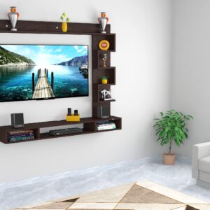 Hubert Engineered Wood TV Entertainment Unit Stand Set TOP Box Stand with Shelves and Display Rack Flowery Wenge- Ideal for UP to 43 INCH Screen