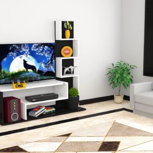 Bravo Floor Standing Engineered Wood Tv Entertainment Unit Display Shelf for Living Room Black & Frosty White- Ideal for Upto 43" Screen